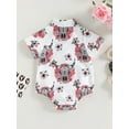 thumbnail image 4 of Cenuakty Western Baby Shirt Romper, Short Sleeve Cow Print Button Up Lapel Bodysuit Newborn Clothes, 4 of 9
