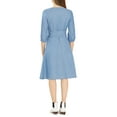 thumbnail image 3 of MODA NOVA Junior's V Neck 3/4 Sleeve Button Down Shirt Dress with Belt, 3 of 6