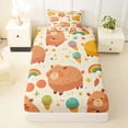 thumbnail image 3 of Erosebridal Rodent Animal Capybara Twin Sheet Sets,Rainbow Ice Cream Pattern Bedding For Girls Kids,Dreamy Princess Style,Brown Yellow 3 Pieces, 3 of 6
