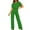 Green, variant on Generic Women's Short Sleeve Jumpsuits Belted Wide Leg Long Pant Romper with Pockets