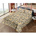 thumbnail image 4 of Ambesonne Leopard Pattern Fitted & Flat Sheet with Shams 4 Pcs Set, Spotted Wild Cat, Full, Camel Dark Blue Peach, 4 of 5