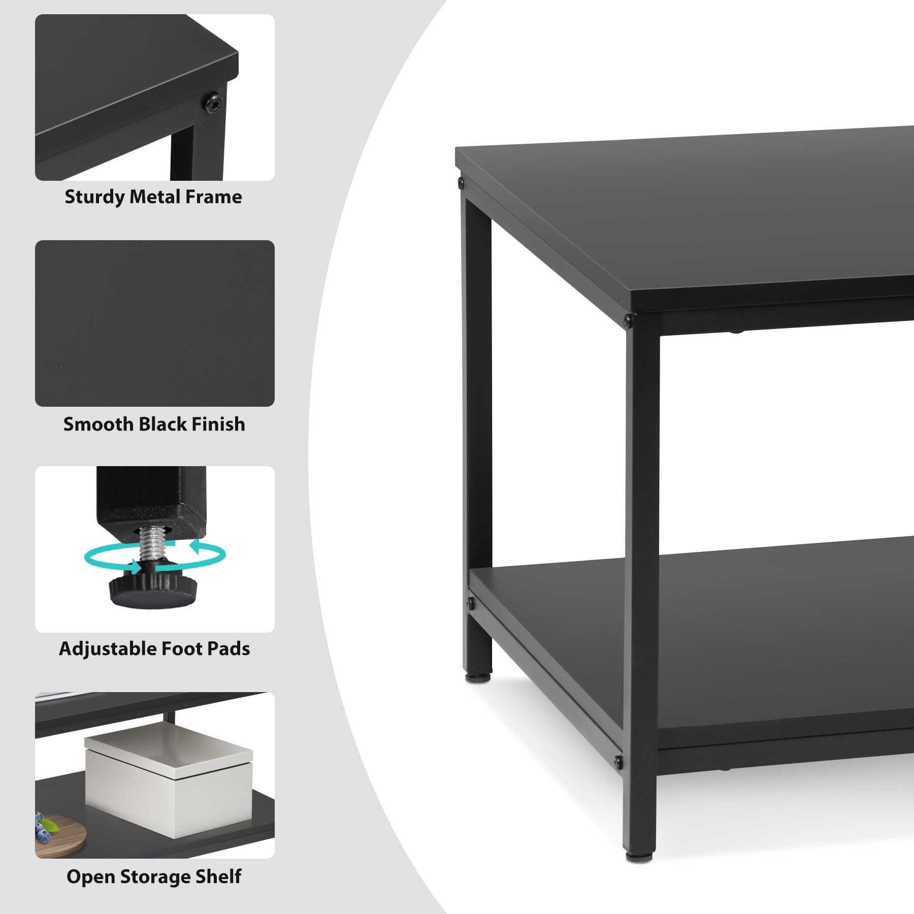 HomGarden Modern Rectangle Wood Coffee Table Indoor Cocktail Table, Black