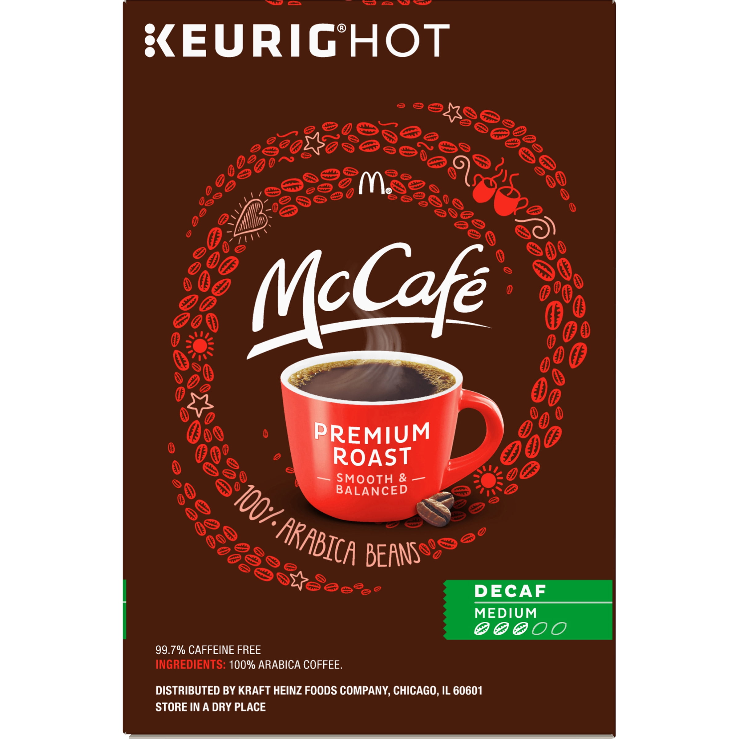 McCafe Premium Roast Decaf Coffee K-Cup Pods, Decaffeinated, 18 ct - 6.2 oz Box