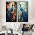 thumbnail image 1 of Designart "Luminous Peacock" Peacock Framed Wall Art Set Of 2 - Blue Animals Framed Canvas Set For Living Room Decor, 1 of 6
