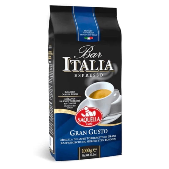 Saquella Kaffee Bar Italia Gran Gusto Espresso Coffee Beans 1000 Grams 2.2 Pounds