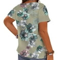 thumbnail image 2 of CLOOCL Women Blouses Elegant Flowers 3D Printed Short Sleeve T-Shirts Tops Oversized, 2 of 6