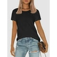 thumbnail image 4 of Womens Short Sleeve Basic Shirts Crewneck Tees Loose Fit Fashion Tops Casual Summer Clothes, 4 of 6