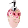 thumbnail image 3 of Flower Soap Dispenser with Luxury Vintage Decorative - Resin - Colorful Painted by Hand Lotion Dispenser for Bathroom, Kitchen Counter, Beauty Shop, Hotel (10 oz/300 ml, Pink), 3 of 5