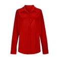 thumbnail image 3 of ClodeEU Women's Business Formal Long Sleeve Shirt,Striped Spring Fall Blouse Red,Womens Plus M, 3 of 9