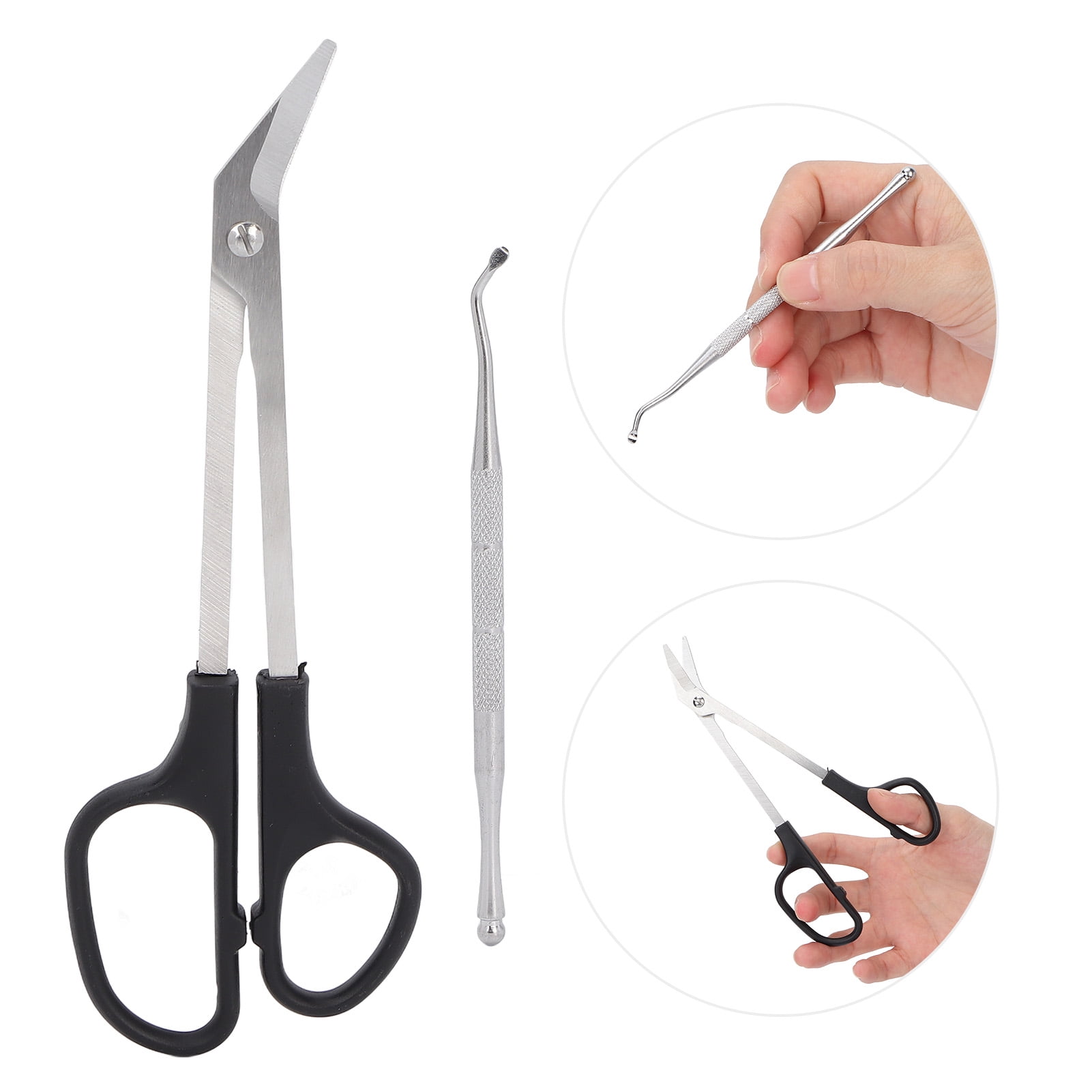 YOUTHINK Long Handled Toenail Scissors Easy Reach Toenail Clippers With Nail Picker For the Elderly Seniors, Nail Scissors for Thick & Ingrown, Cuticle Scissor Toenail File Ergonomic Stainless Steel