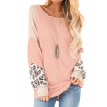 thumbnail image 1 of Womens Color Block Pullover Leopard Print Sweatshirt Raglan Long Sleeve Loose Tunic Shirts Tops, 1 of 2