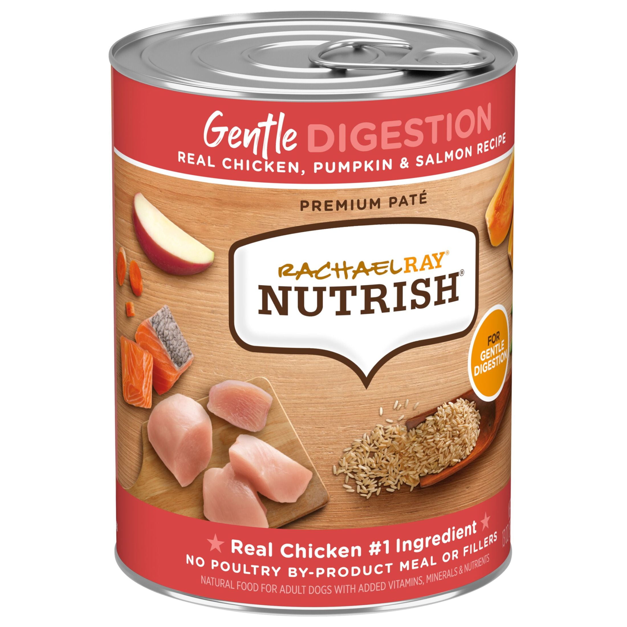 (12 pack) Rachael Ray Nutrish Premium Paté Gentle Digestion Real Chicken, Pumpkin & Salmon Recipe Wet Dog Food, 13 oz. Can