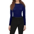 thumbnail image 5 of Womens Long Sleeve Shirts Basic Compression Going Out Crop Tops Fall Fashion Y2K Clothes 2025 Navy S, 5 of 5