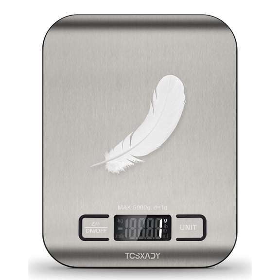 Food Scale, 11lb Digital Kitchen Scale with 6 Units LCD Display and Tare Function,Compact Design for Baking,Healthy Cooking,Meal Prep, 304 Stainless Steel