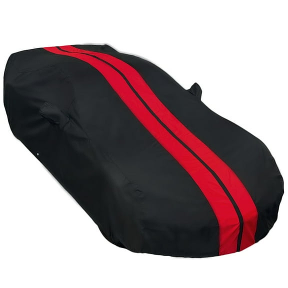 2014-2019 C7 Corvette Ultraguard Plus Car Cover - 300D Indoor/Outdoor Protection Black w/ Red Stripes