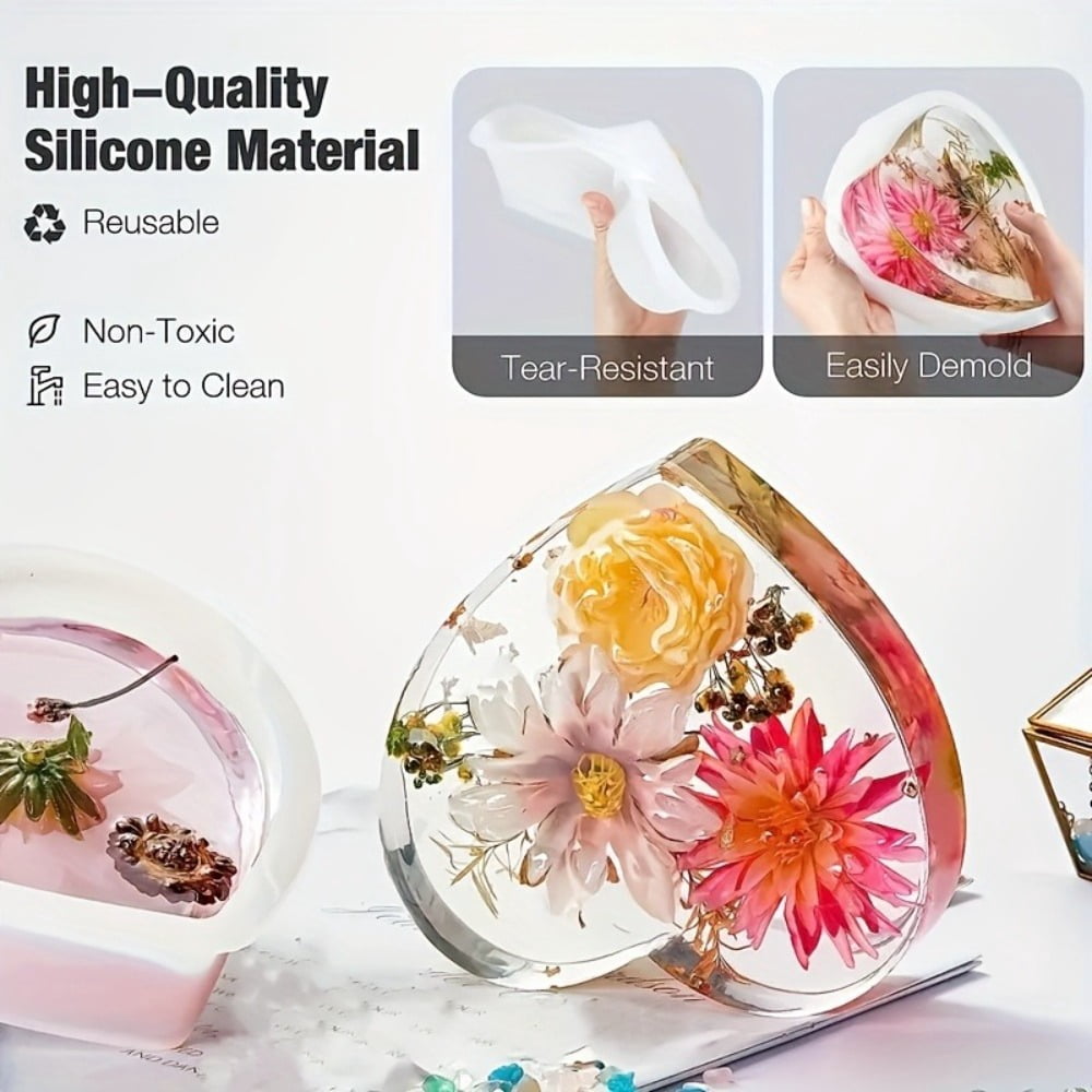 16 Piece Silicone Mold DIY Resin Kit - Create Stunning Epoxy Art with Large Tray Molds for Flowers - Perfect Starter Set with Various Shapes