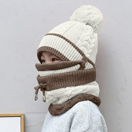 

CHMORA Winter Children s Hat And Velvet Bib Three Piece Outdoor Outing Cold Proof Knitted Woolen Warm Hat