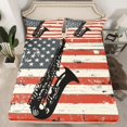 thumbnail image 2 of Saxophone Queen Bed Sheets Set,Vintage American Flag Sheet Set,Retro Classical Music Flat Fitted Sheet Musical Instrument Decor,Rustic Farmhouse Sheets For Adults Women Men, 2 of 6