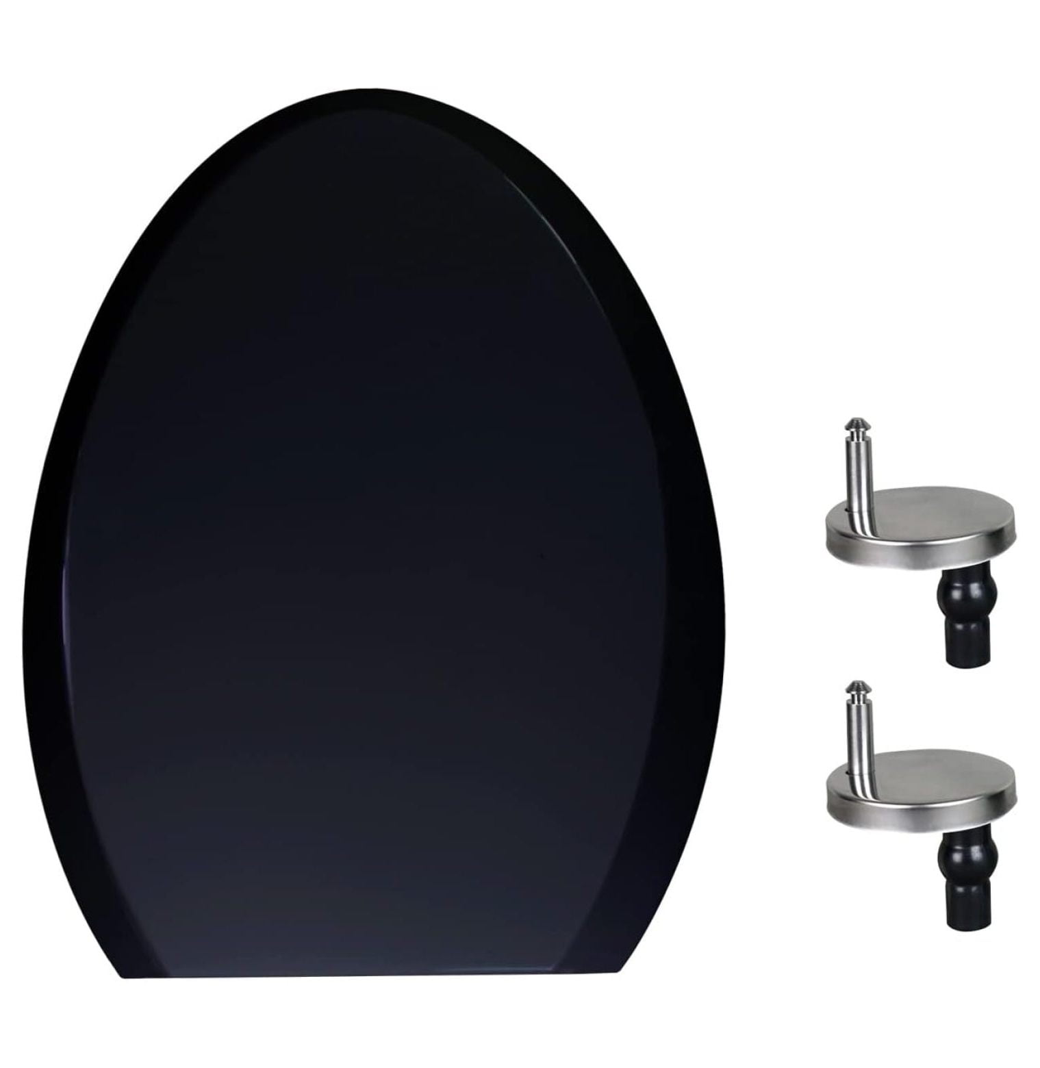 YfulYde Black Elongated Toilet Seat Standard Universal Replacement Plastic Cover 18.5" Soft Close Top Mounted Easy Install