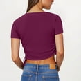 thumbnail image 4 of ZZwxWA Short Sleeve Square Neck Crop Top for Women Soft Workout Shirt Going Out Tops Sexy Slim Fitted Casual Base Layer, 4 of 5