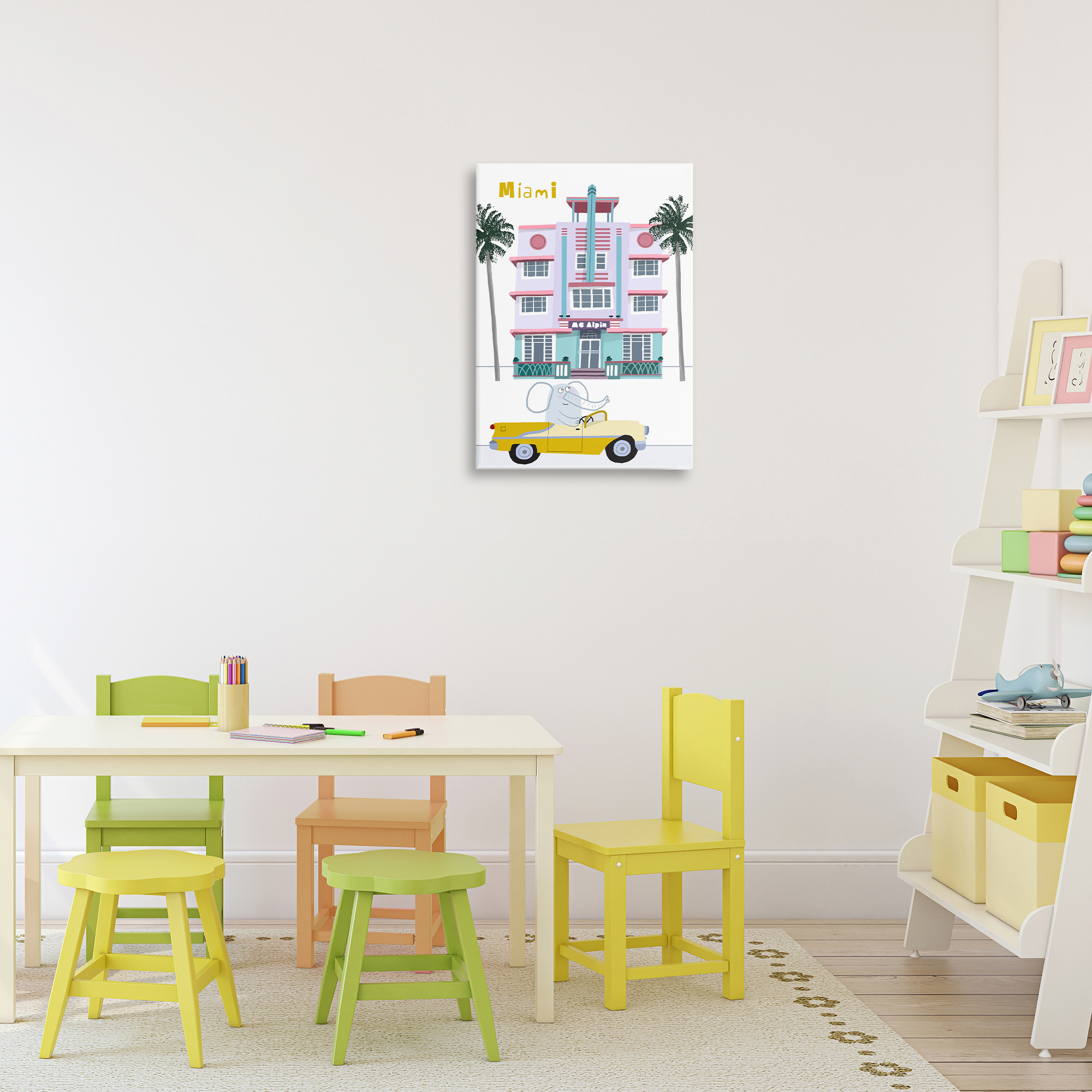 Elephant & Miami Hotel Canvas Wall Art, design by Carla Daly