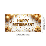 LUUFILx Happy Retirement Banner Gold Balloons and Gifts for Party Decorations Backdrop Event Supplies Celebration Photography Props