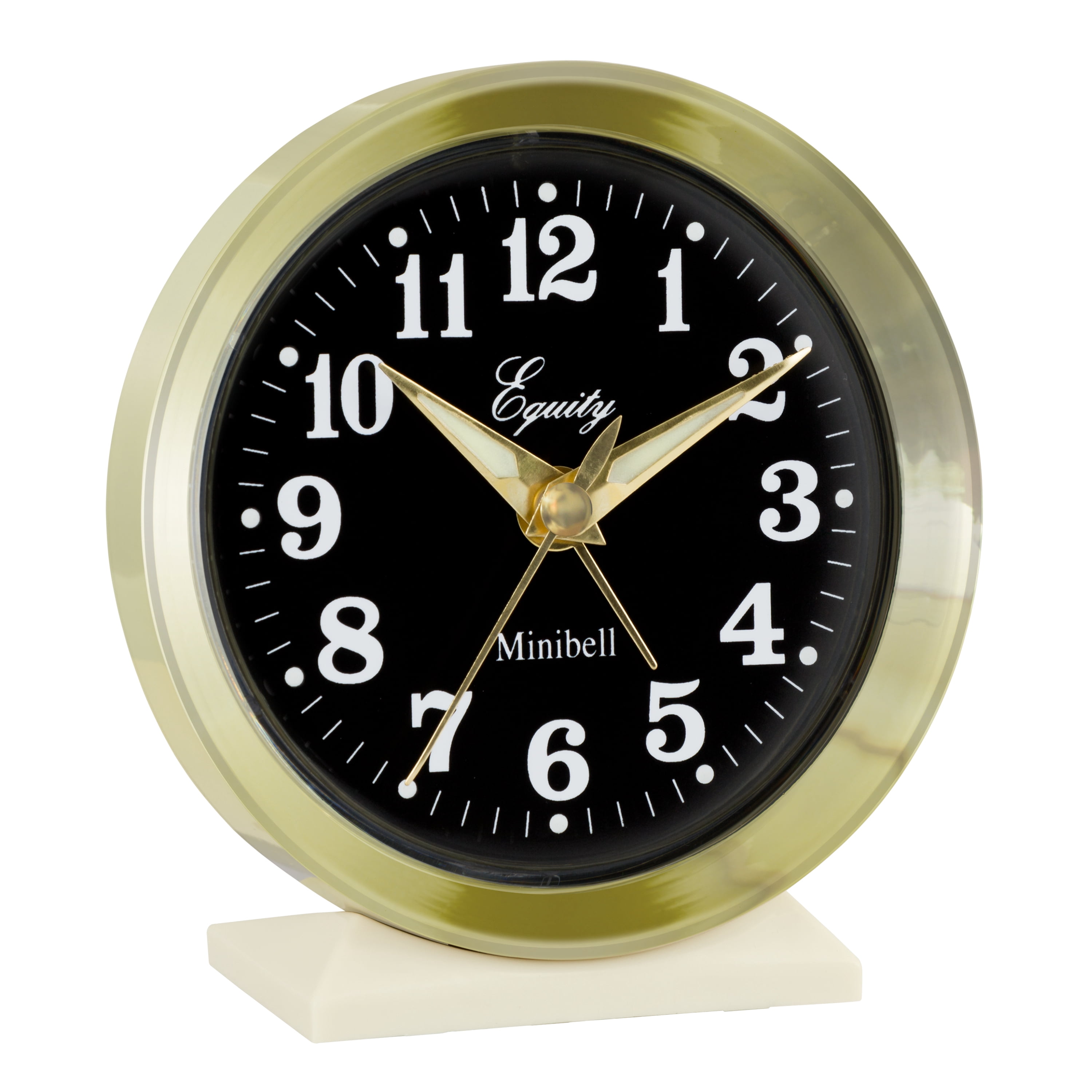 Equity Brass-finished Metal Analog Keywind Alarm Clock, 12020
