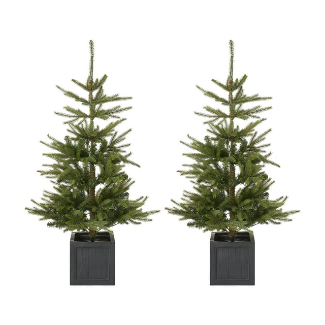 Fraiche Pre-Lit Porch Fir Tree 2-Piece Set