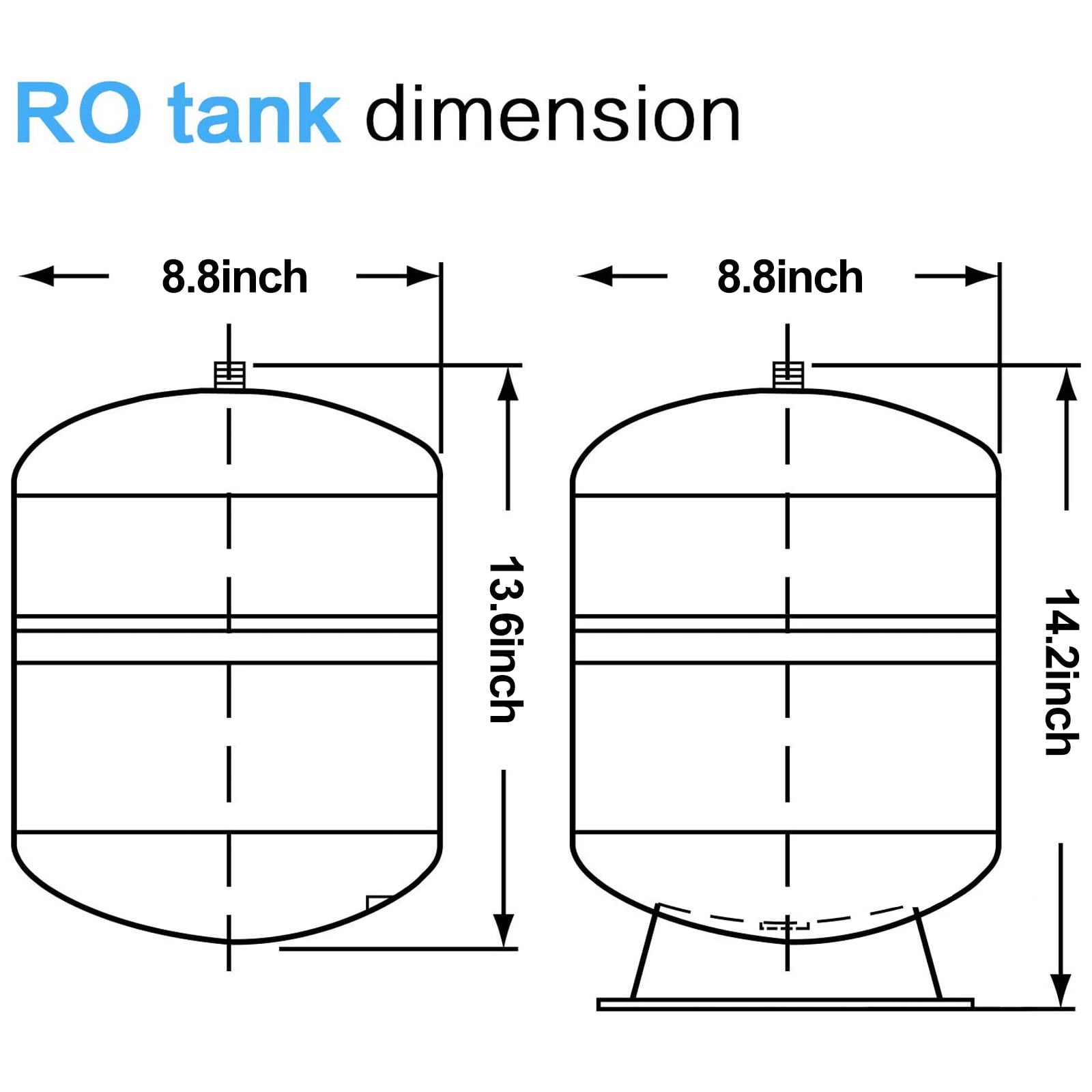 HIDROTEK  2.8 Gallon RO Water Storage Tank for Reverse Osmosis Water Filtration Systems -NSF Certificated-1/4"