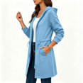 thumbnail image 4 of ZHYou Long Hooded Jackets for Women Full Zip Up Drawstring Casual Comfy Baggy Long Sleeve Hoodies with 2 Pockets,Blue,Size S, 4 of 9