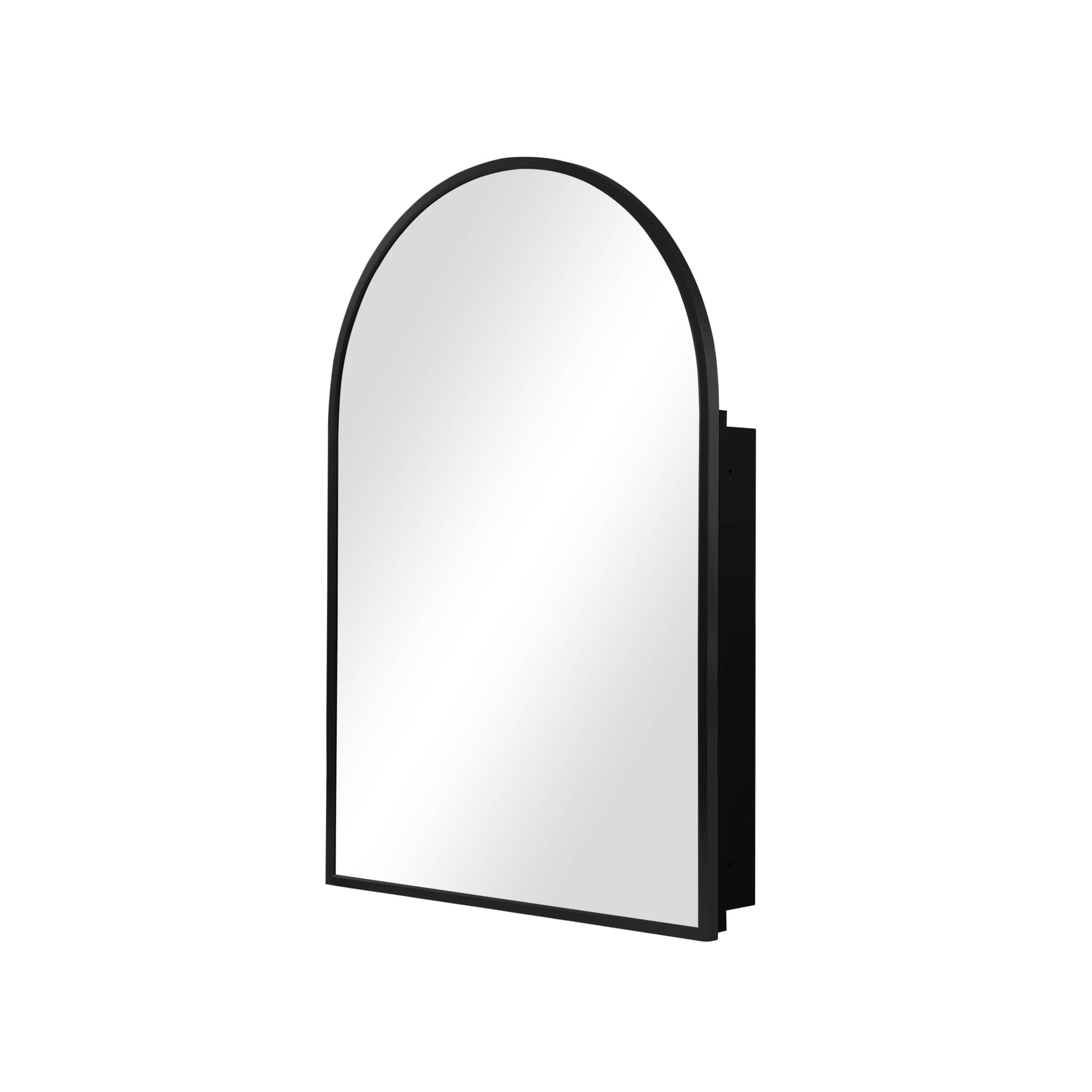 MAYEERTY 36"x24" Iron Rounded Arch Medicine Cabinet with Mirror for Bathroom , Black
