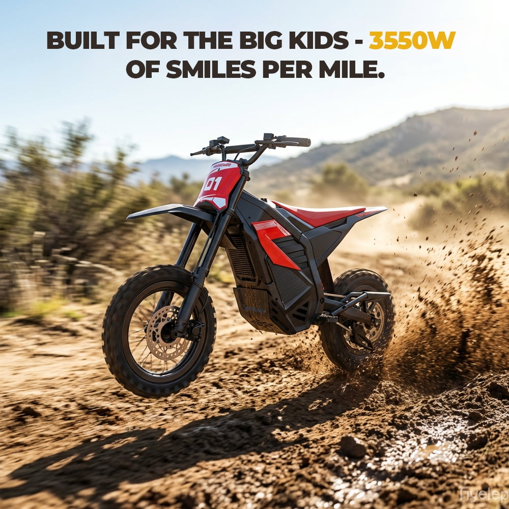 Electric Dirt Bike, 3000W, 38MPH & 30 Miles, 48V/23.4AH Removable Battery, 14"/12" Tire, Full Suspension, Mountain Off-Road E Dirt Bike for Adults & Teens