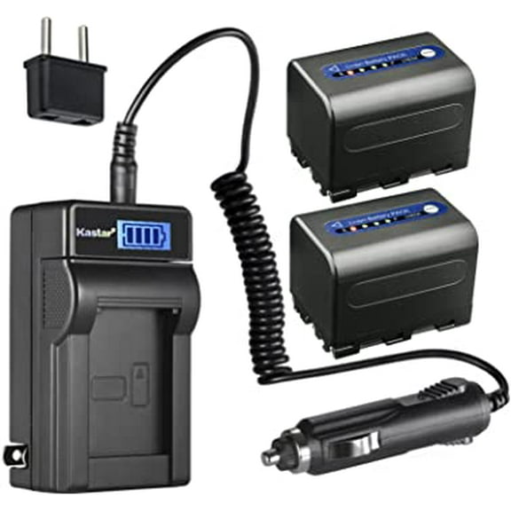 Kastar 2-Pack NP-QM71D Battery and LCD AC Charger Compatible with Sony CCD-DVD100, CCD-DVD101, CCD-DVD200, CCD-DVD201, CCD-DVD300, CCD-DVD301, CCD-DVD91, CCD-HC14, CCD-HC15, CCD-HC88, CCD-PC6