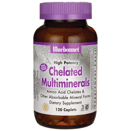 Chelated Minerals - Bluebonnet High Potency Chelated Multi Minerals, With Iron, 120 Ct