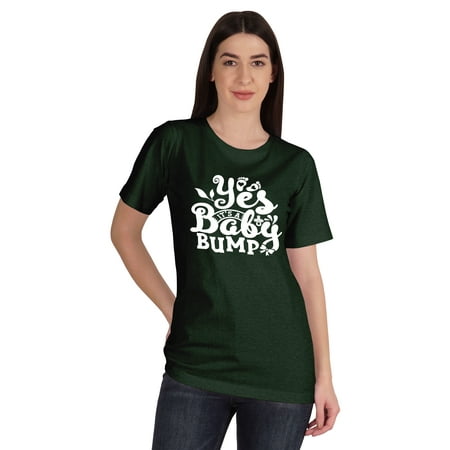 

Inkmeso Womens Yes Baby Bump Crew Neck Maternity T-shirt Birth Announcement Tee