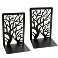 thumbnail image 4 of JilgTeok 4 Packs Metal Tree Bookends for Desk Decorative Iron Book Stand, Hollowed Out Stamping Design, Rustic Office & Home Decor, Book Organizer for Shelves, 4 of 8