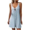 thumbnail image 3 of LOVZFMLL Pyjama Sans Manches à Imprimé Floral pour Femmes Combinaison Shorts Bleu Clair m, 3 of 4