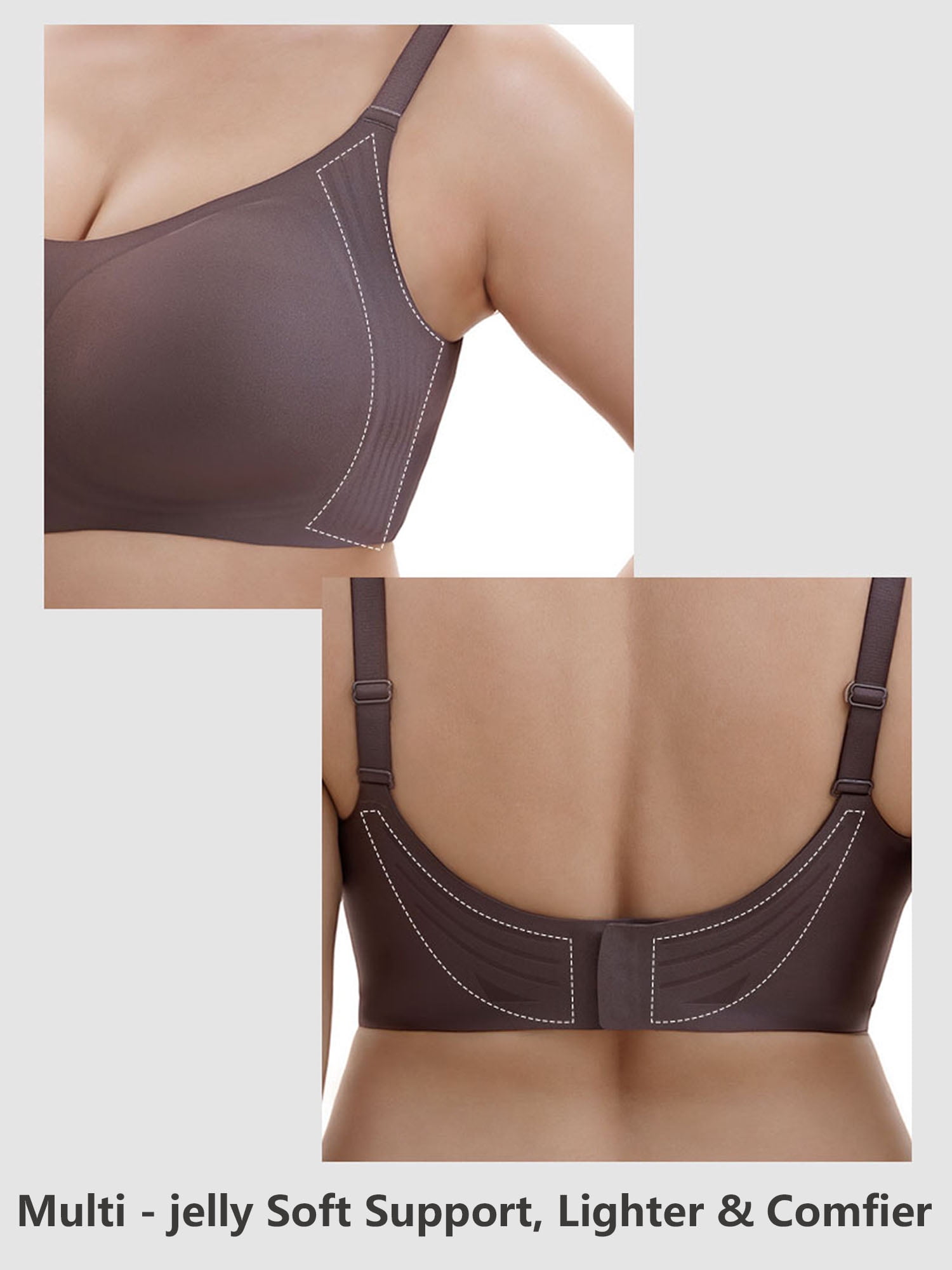 YOURISS Seamless Plus Size Bra Wireless Full Coverage Support Bra Beige 2XL Comfort Everyday T-Shirt Bra Gift for Mother’s Day Christmas