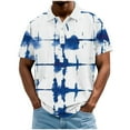 thumbnail image 2 of SGFCWSX Mens Short Sleeve Polo Shirt, Men Tie-Dye Classic Button Placket Collar Comfortable Casual Golf Shirts Light Blue Size L, 2 of 5