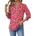 thumbnail image 3 of Fantaslook 3/4 Sleeve Womens Tops Dressy Casual Blouses V Neck Work Shirts Trendy Tops with Smocked Cuffs, 3 of 7