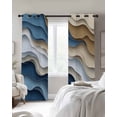 thumbnail image 3 of Modern Blue Brown Blackout Curtains 45 Inches Long for Bedroom, Coastal Beach Wave Geometric Thermal Insulated Room Darkening Black Out Window Curtain Panels Grommet Drapes for Living Room, 3 of 8