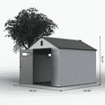 thumbnail image 2 of 8X10FT Outdoor Storage Shed, Resin Plastic Outside Tools House with Rainproof and Waterproof Roof, Big Spire Tool Storage for Backyard Garden Patio Lawn, Grey, 2 of 7