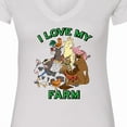 thumbnail image 4 of Inktastic I Love My Farm with Happy Farm Animals Women's V-Neck T-Shirt, 4 of 5