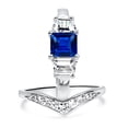 thumbnail image 3 of Vintage Style CZ Ring Blue Simulated Sapphire Sterling Silver Size 6 7 8 9, 3 of 4