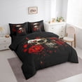 thumbnail image 2 of Homewish Spooky Grunge Skull 7-Piece King Bedding,Goth Red Rose King Bed in a Bag,Halloween Bed Set,Black Reversible, 2 of 8