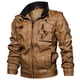 thumbnail image 2 of Chaqueta de cuero PU con cuello alto para hombre de otoño e invierno, chaqueta de cuero informal de talla grande, chaqueta informal para motocicleta para hombre, 2 of 4
