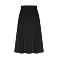 thumbnail image 5 of A-Line Midi Skirts for Women - High Waist Knee Length Flared Casual Stretchy Flowy Skirt Black M, 5 of 8