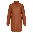 thumbnail image 4 of Ediodpoh Women Fashion Casual Solid Long Sleeve Sweater Dress Turtleneck Sweater Dress Pullover for Winter Orange S, 4 of 6
