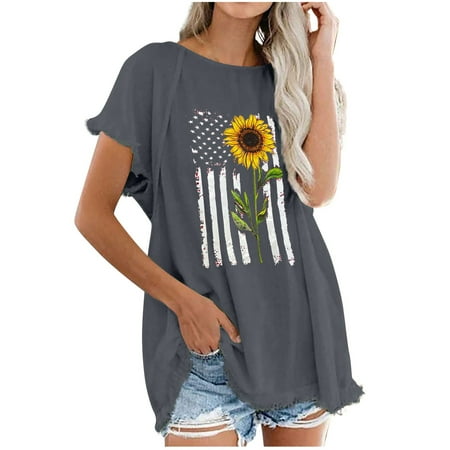 

Plus Size Tops for Women Crop Tops Women s Trendy Tassel Crew Neck Short Sleeve Printed Cotton Linen Top Blouse T Shirts for Women Valentines Day Shirts Women Clearance Gray S