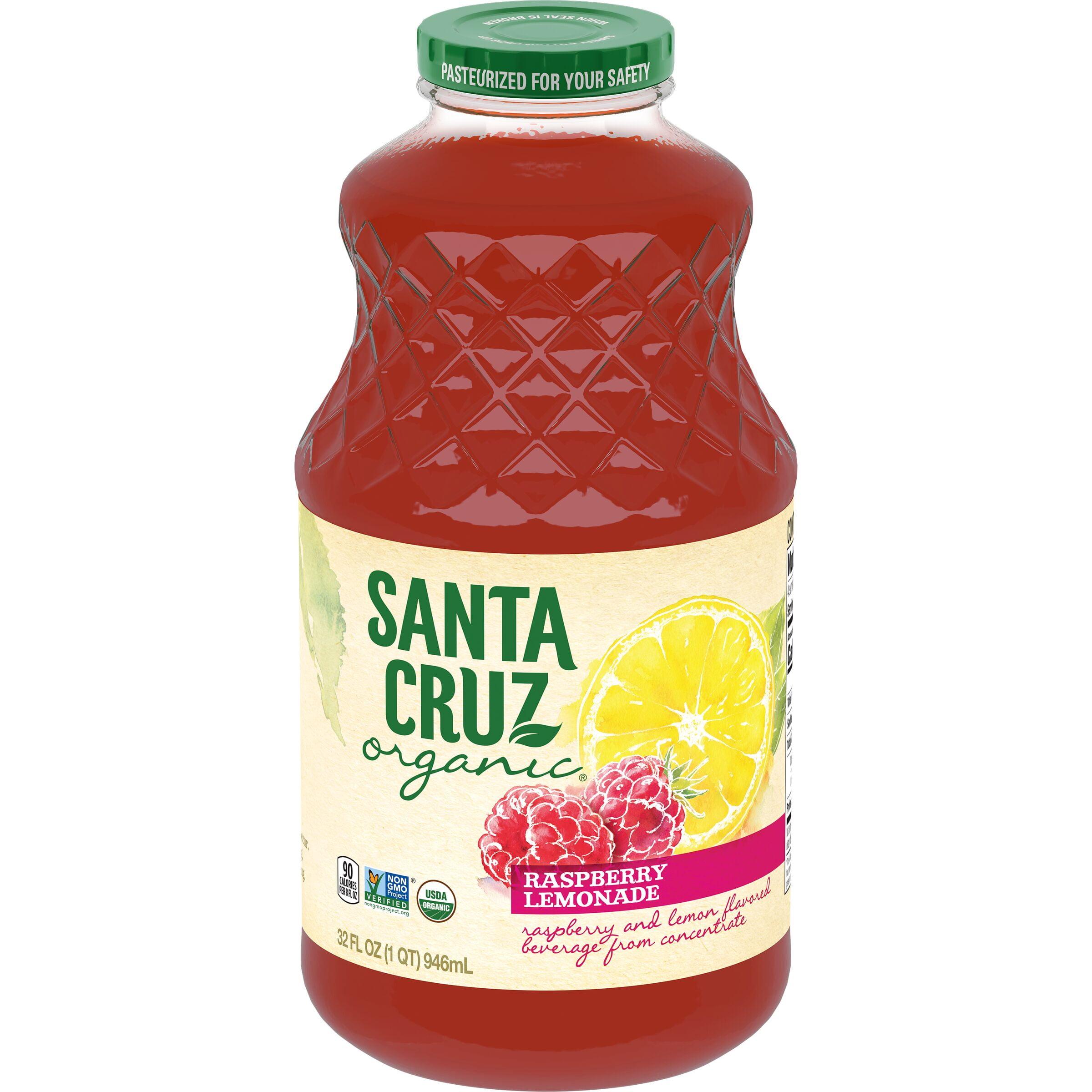 Santa Cruz Organic Raspberry Lemonade, 32 Ounce Bottle